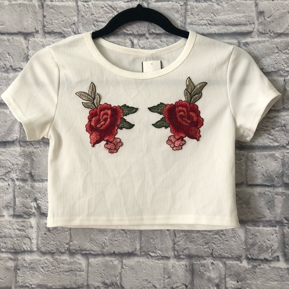 Tops - White Rose Crop Top